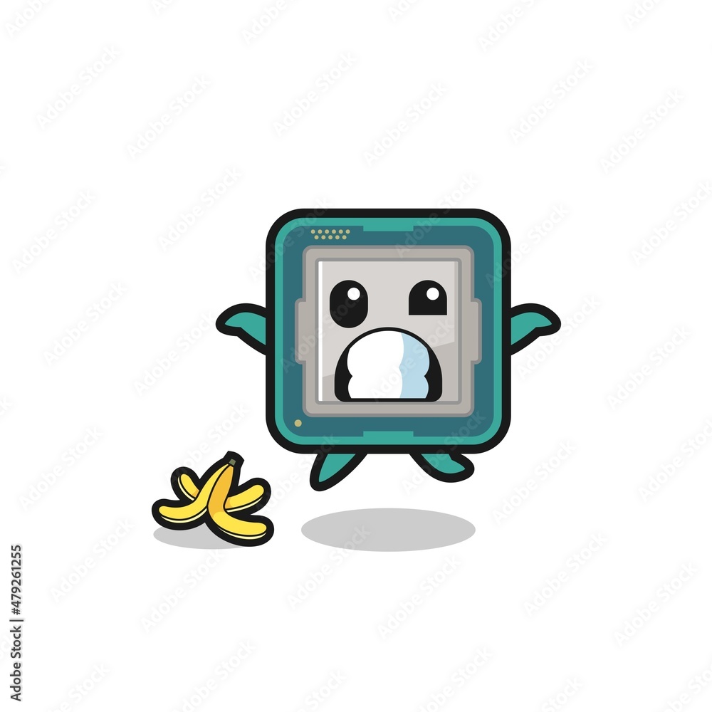 processor cartoon is slip on a banana peel processor cartoon is slip on a banana peel