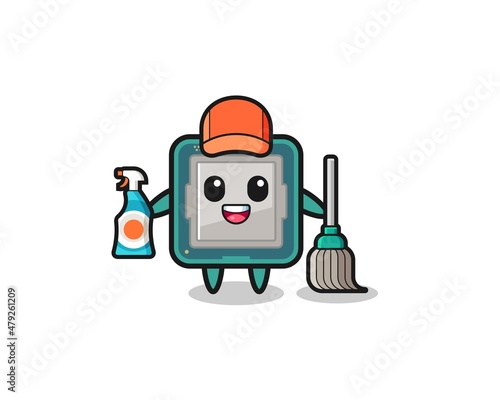 cute processor character as cleaning services mascot