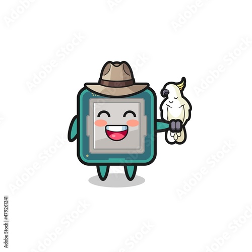 processor zookeeper mascot with a parrot