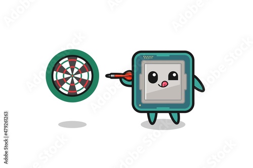 cute processor is playing dart