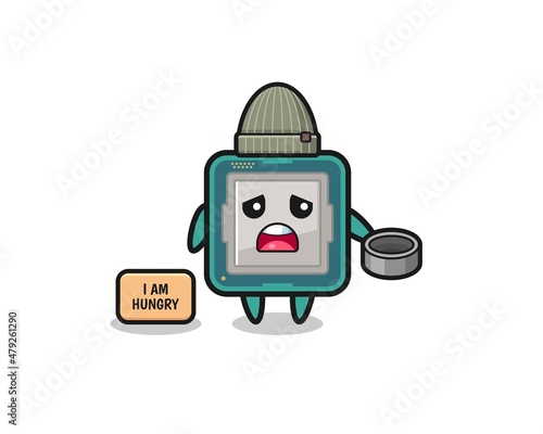 cute processor beggar cartoon character