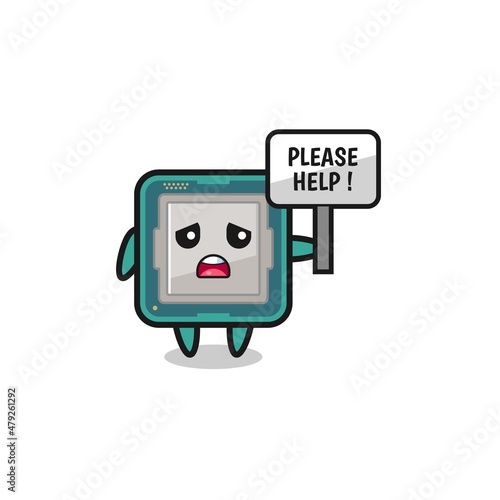 cute processor hold the please help banner