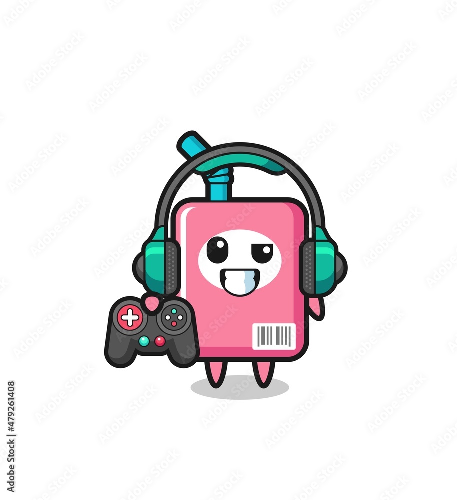 milk box gamer mascot holding a game controller milk box gamer mascot holding a game controller