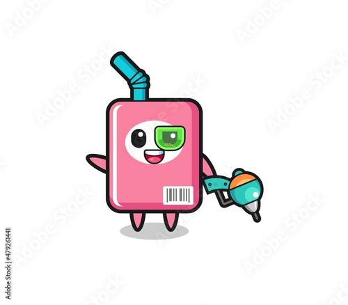 milk box cartoon as future warrior mascot