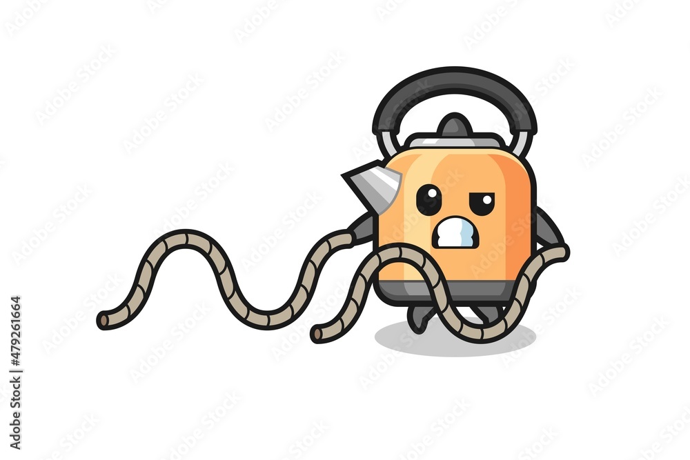 Naklejka premium illustration of kettle doing battle rope workout