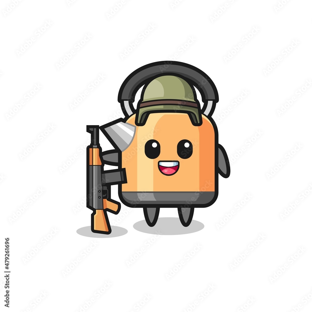 cute kettle mascot as a soldier cute kettle mascot as a soldier