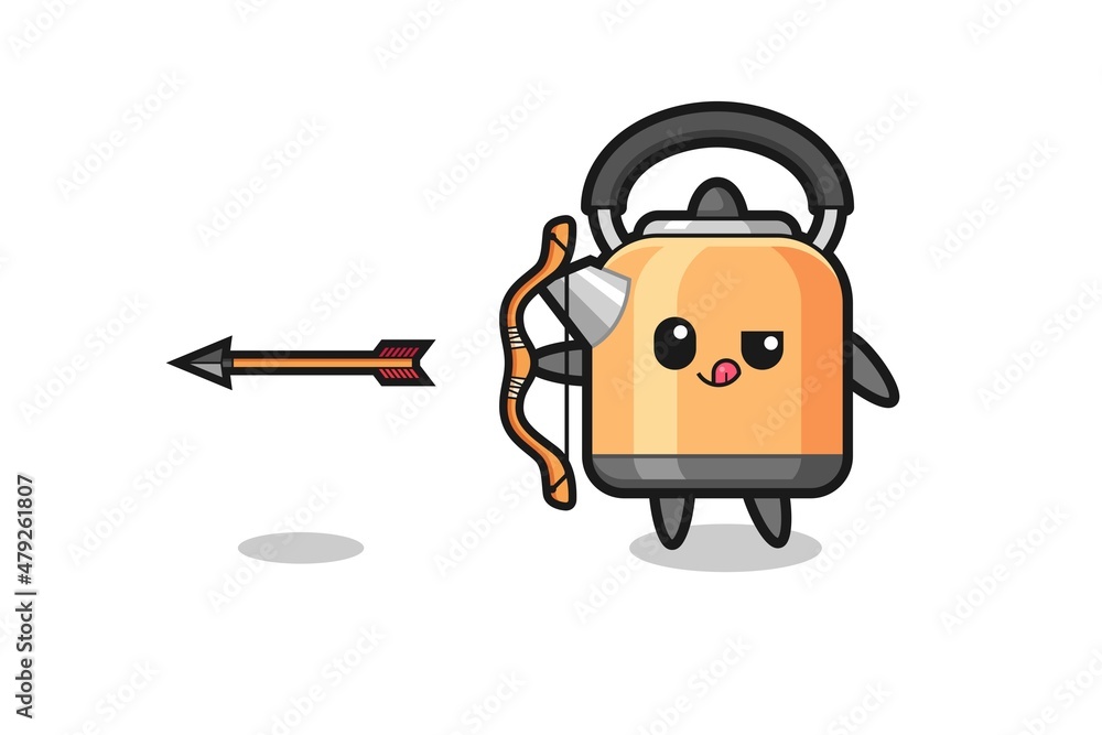 illustration of kettle character doing archery illustration of kettle character doing archery