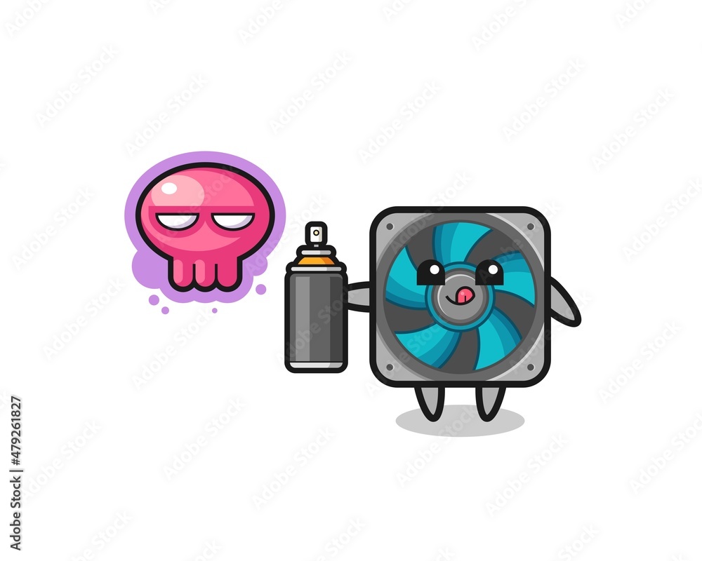 computer fan cartoon make a graffiti with a spray paint computer fan cartoon make a graffiti with a spray paint