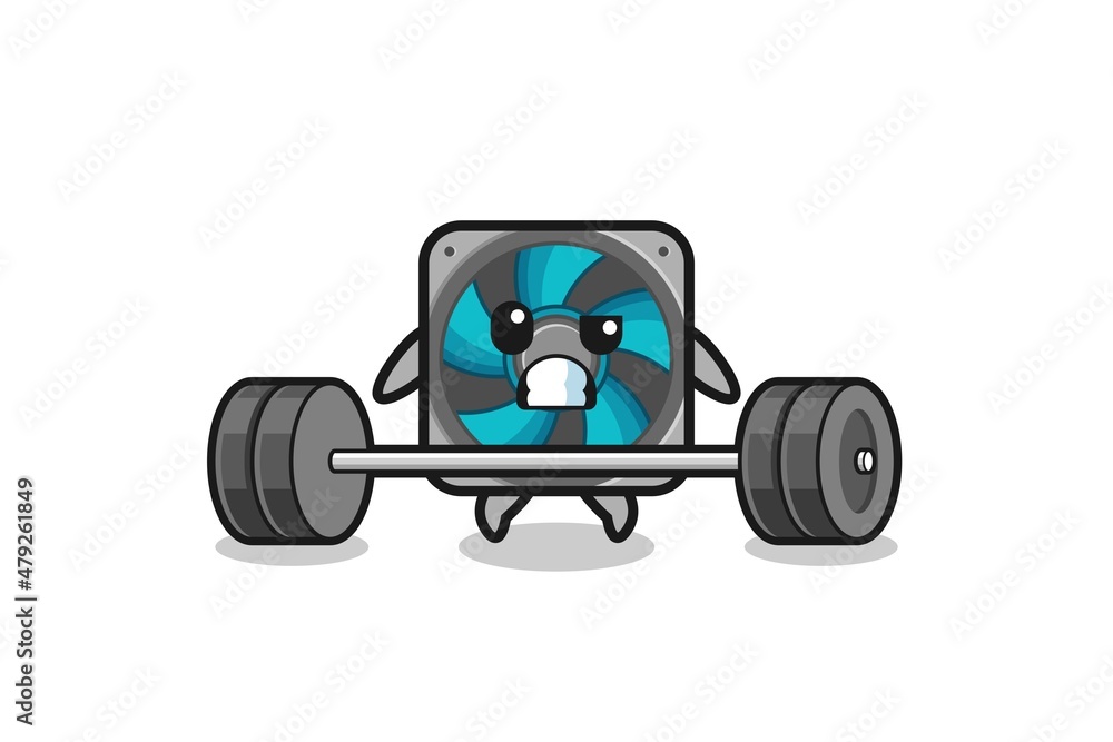 cartoon of computer fan lifting a barbell cartoon of computer fan lifting a barbell