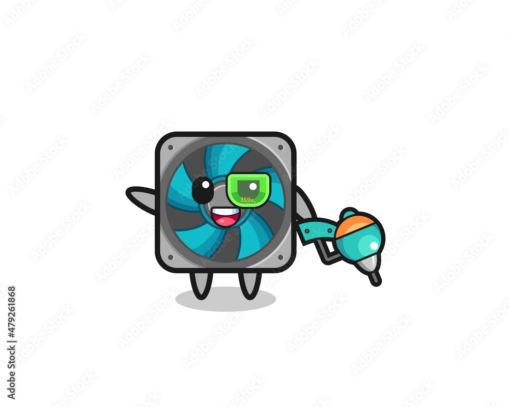 Fototapeta premium computer fan cartoon as future warrior mascot