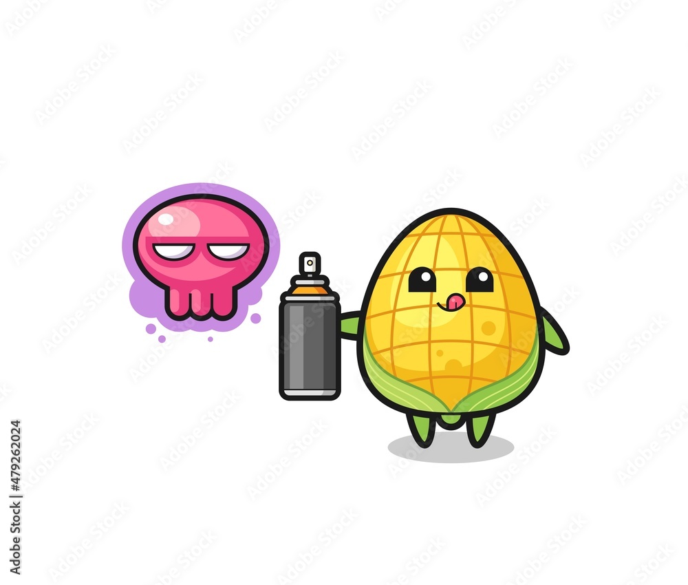 corn cartoon make a graffiti with a spray paint corn cartoon make a graffiti with a spray paint