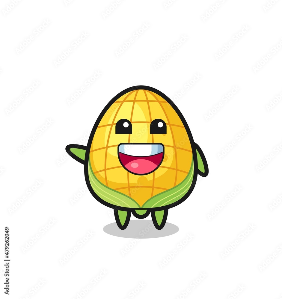 happy corn cute mascot character