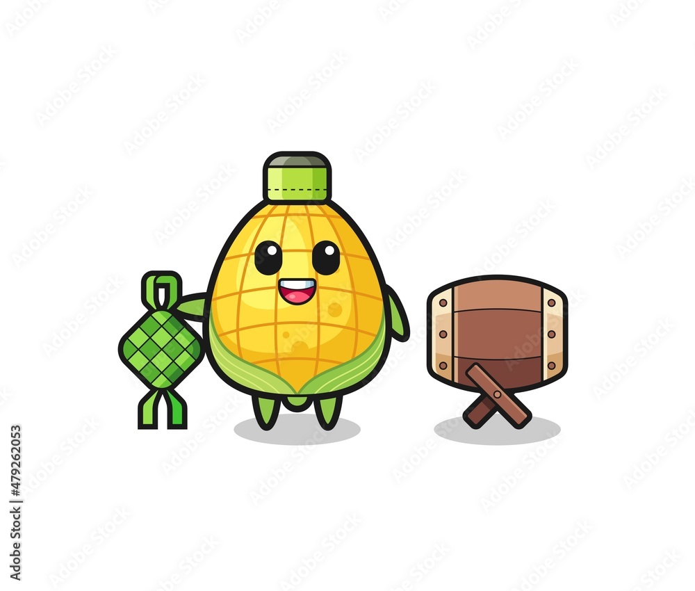corn muslim character are celebrating Eid Al Fitr corn muslim character are celebrating Eid Al Fitr