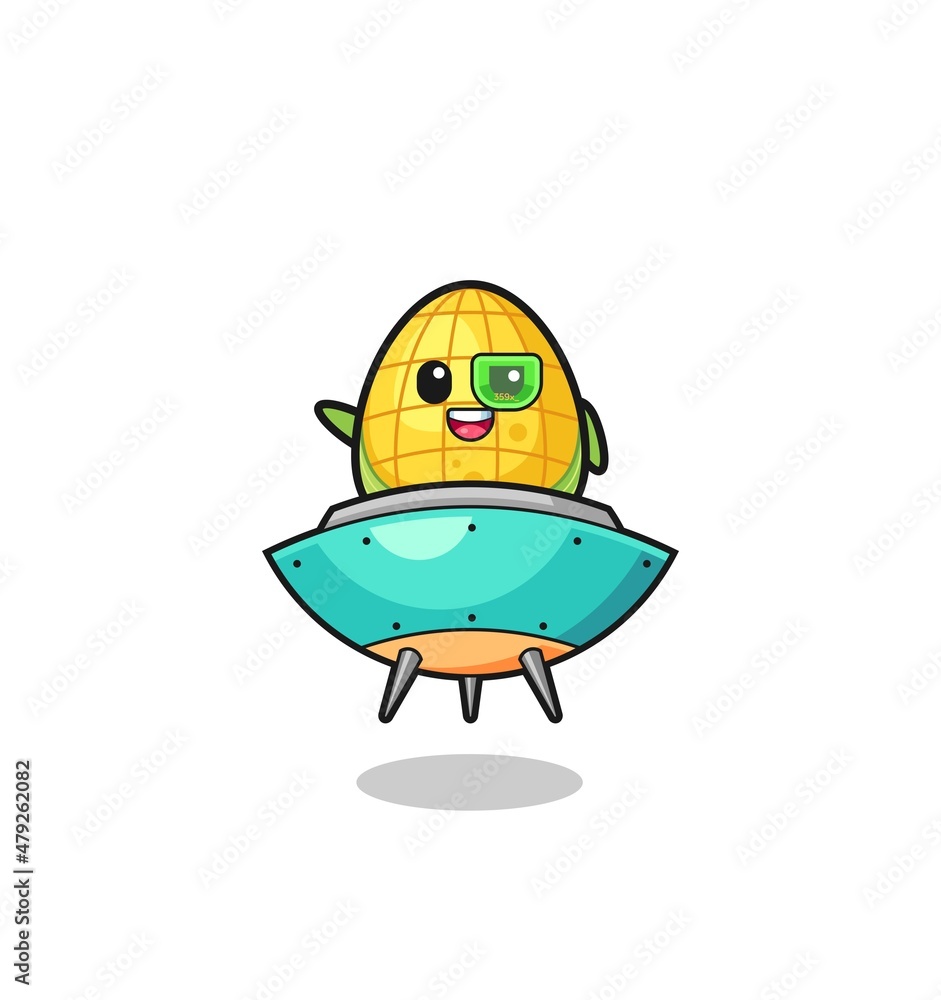corn cartoon riding a future spaceship corn cartoon riding a future spaceship