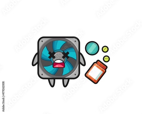 illustration of overdose computer fan character