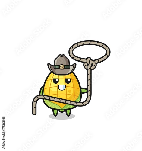 the corn cowboy with lasso rope