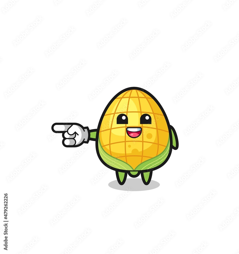 corn cartoon with pointing left gesture corn cartoon with pointing left gesture