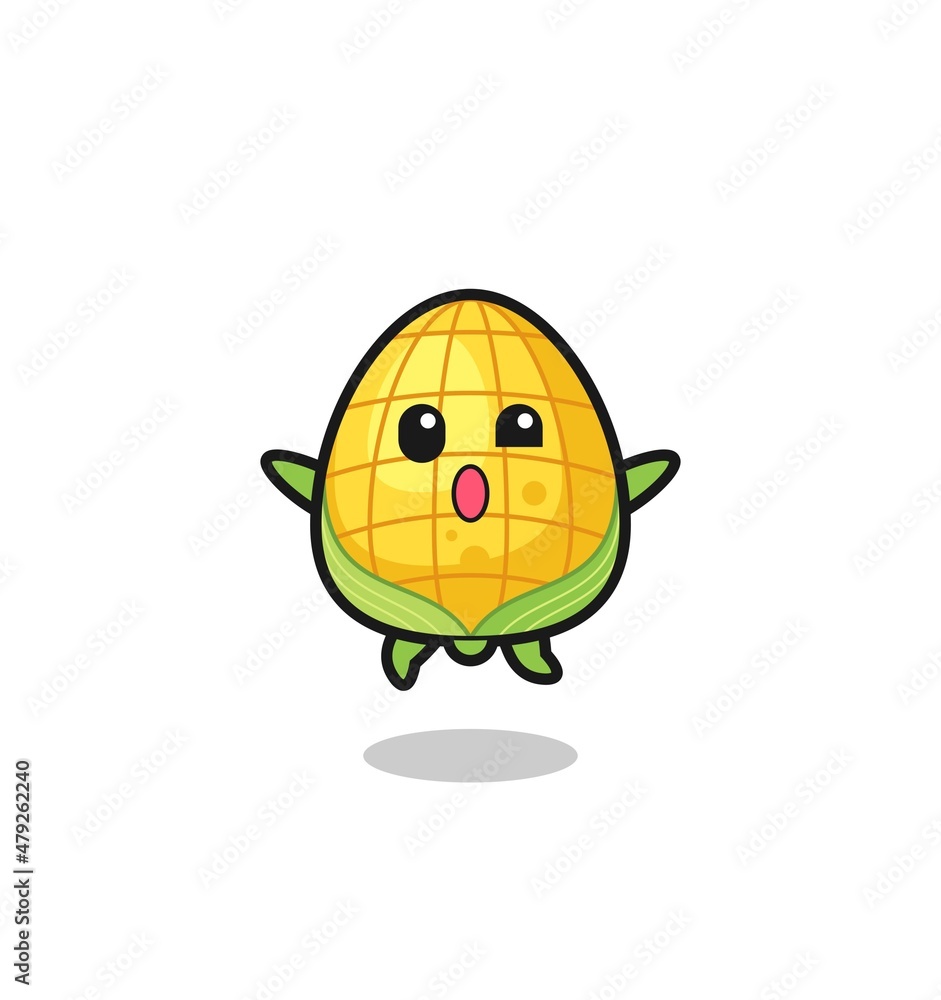 corn character is jumping gesture