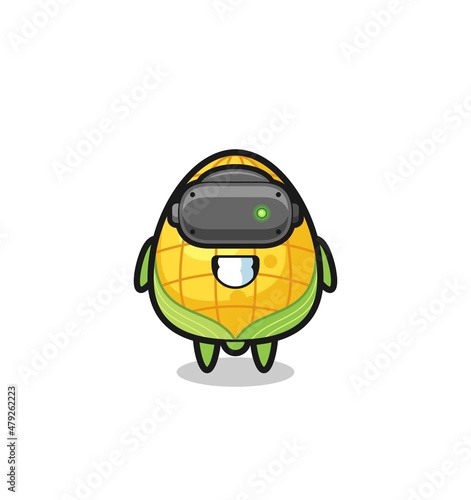 cute corn using VR headset