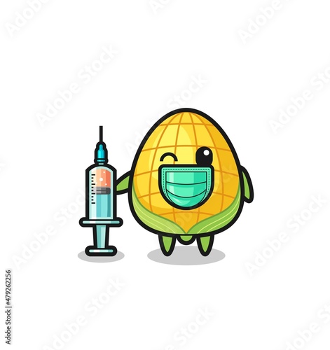 corn mascot as vaccinator