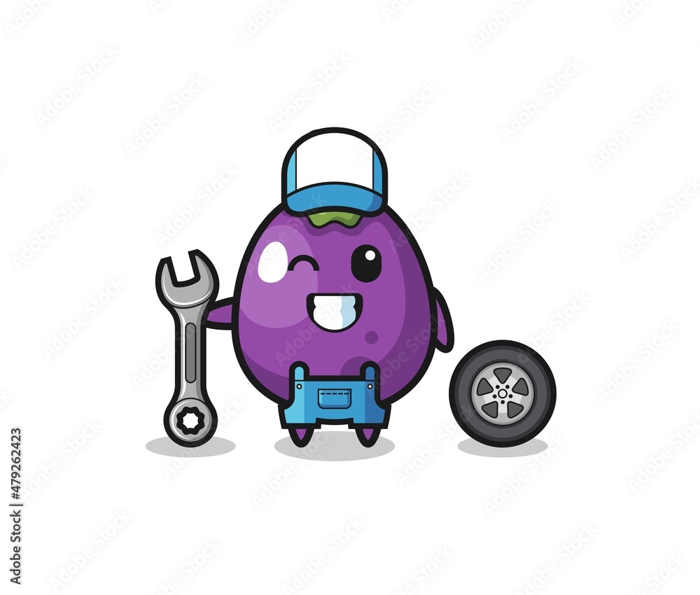 the eggplant character as a mechanic mascot the eggplant character as a mechanic mascot
