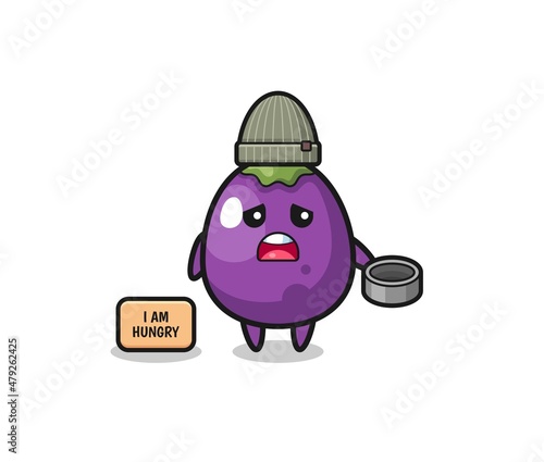cute eggplant beggar cartoon character