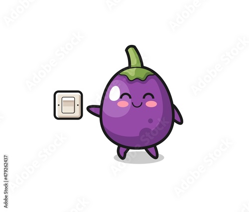 cartoon eggplant is turning off light