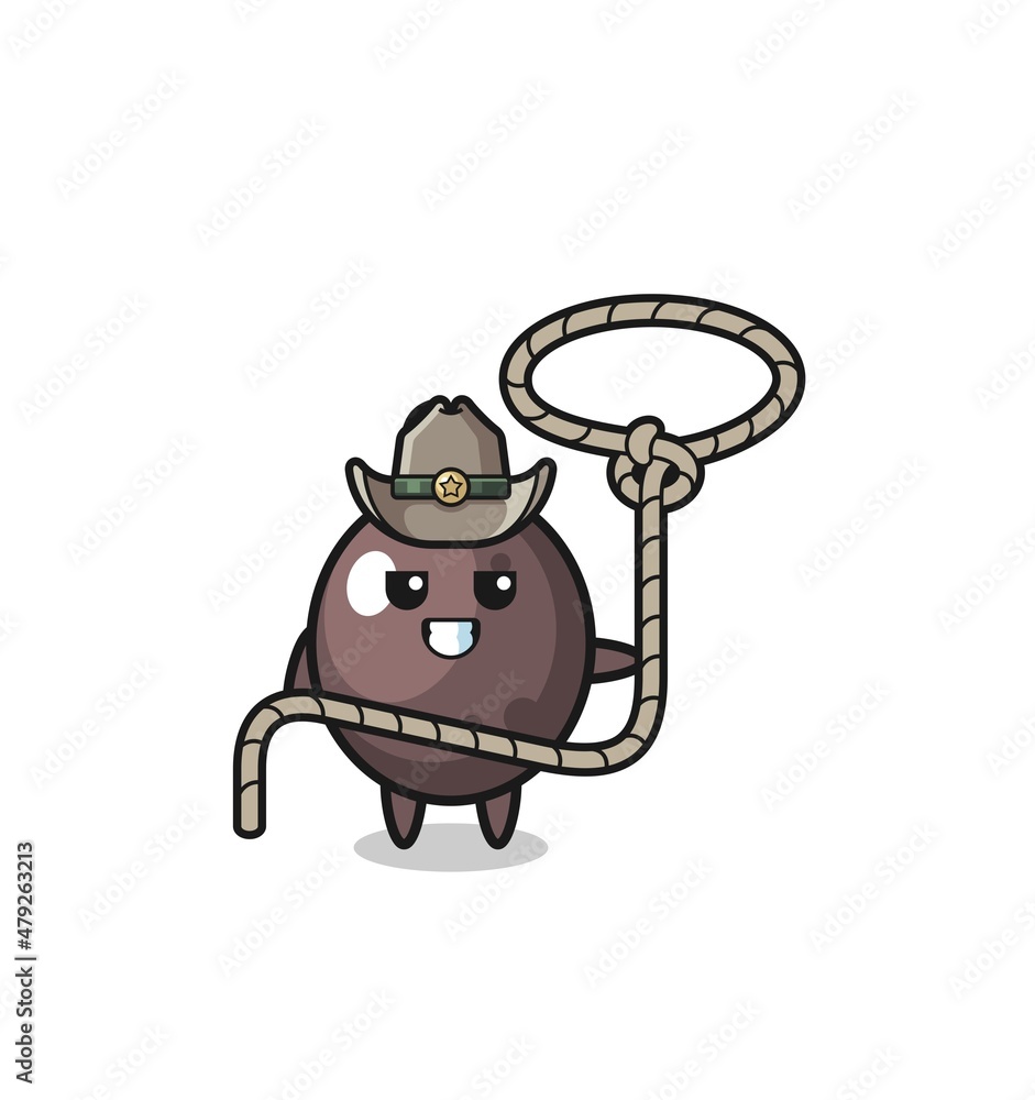 Fototapeta premium the black olive cowboy with lasso rope