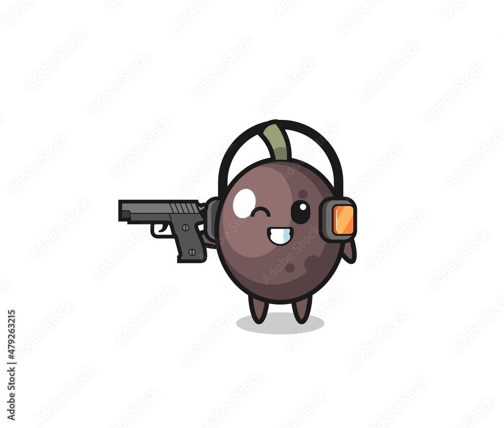 illustration of black olive cartoon doing shooting range illustration of black olive cartoon doing shooting range