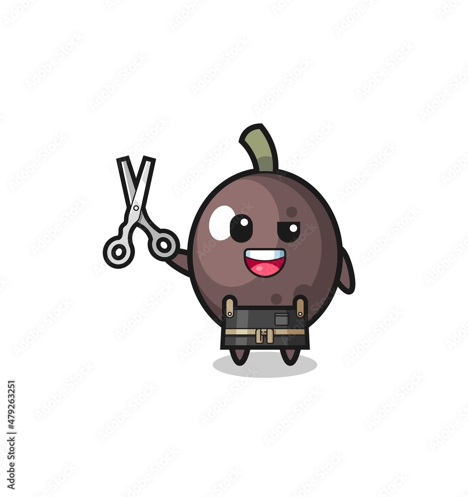black olive character as barbershop mascot black olive character as barbershop mascot