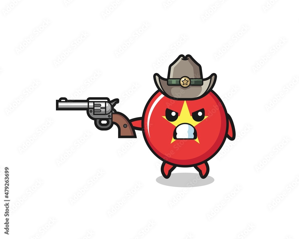 Fototapeta premium the vietnam flag cowboy shooting with a gun