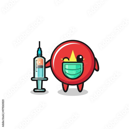 vietnam flag mascot as vaccinator