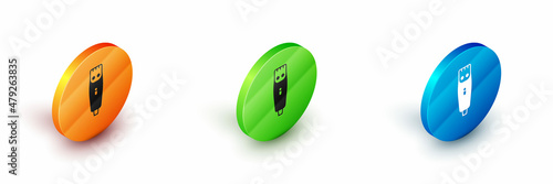 Isometric Electrical hair clipper or shaver icon isolated on white background. Barbershop symbol. Circle button. Vector