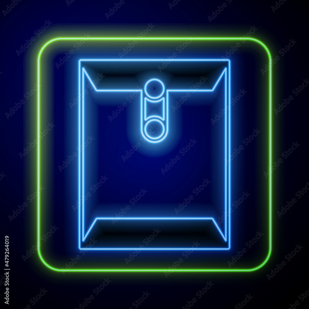 Glowing neon Envelope icon isolated on blue background. Received message concept. New, email incoming message, sms. Mail delivery service. Vector Glowing neon Envelope icon isolated on blue background. Received message concept. New, email incoming message, sms. Mail delivery service. Vector