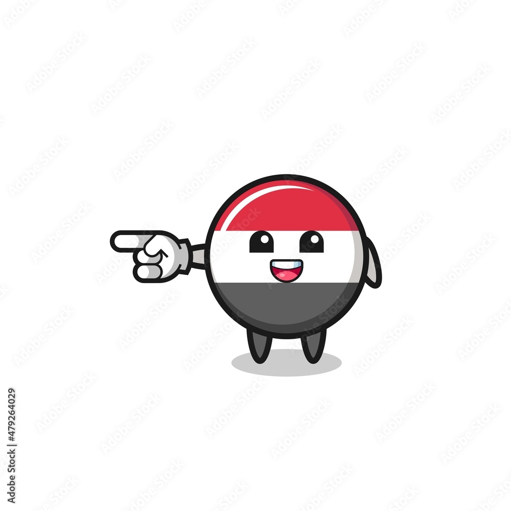 yemen flag cartoon with pointing left gesture yemen flag cartoon with pointing left gesture