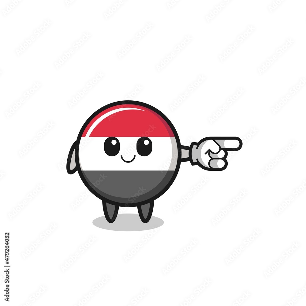 yemen flag mascot with pointing right gesture