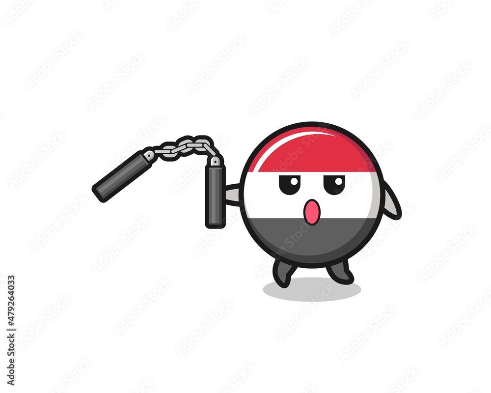 cartoon of yemen flag using nunchaku cartoon of yemen flag using nunchaku