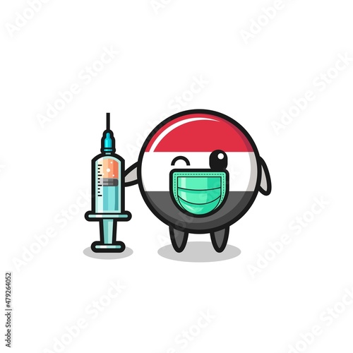 yemen flag mascot as vaccinator
