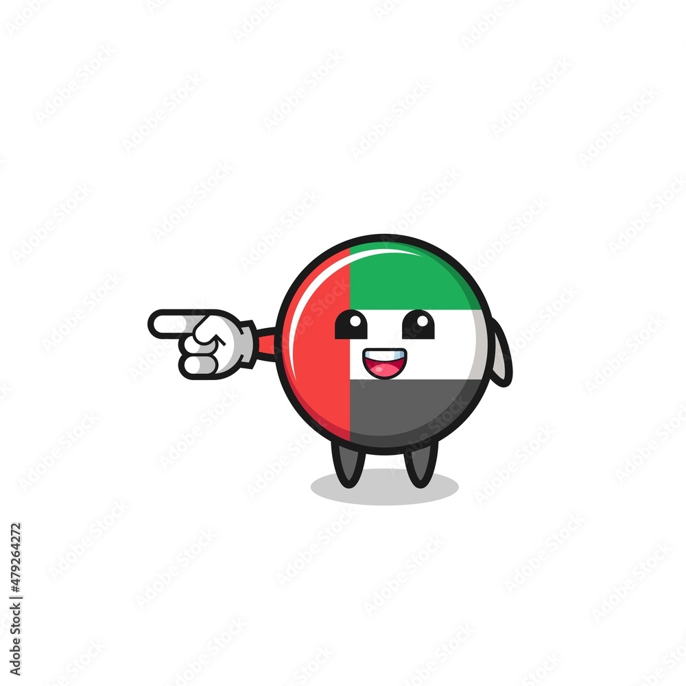 uae flag cartoon with pointing left gesture uae flag cartoon with pointing left gesture