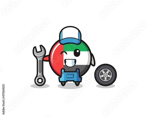 the uae flag character as a mechanic mascot