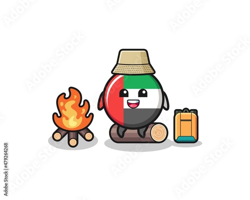 camping illustration of the uae flag cartoon