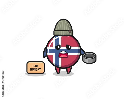 cute norway flag beggar cartoon character