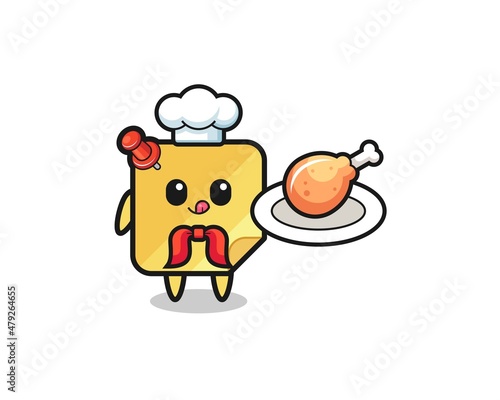 sticky notes fried chicken chef cartoon character
