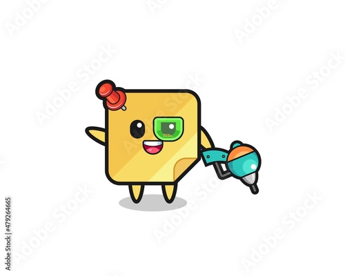 sticky notes cartoon as future warrior mascot
