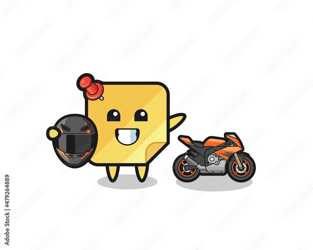 cute sticky notes cartoon as a motorcycle racer cute sticky notes cartoon as a motorcycle racer