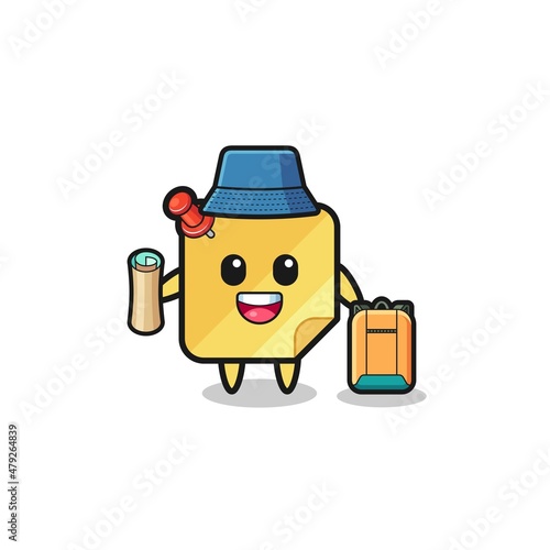 sticky notes mascot character as hiker