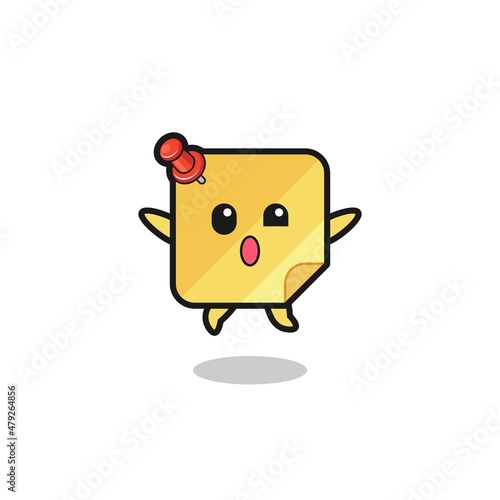 sticky notes character is jumping gesture