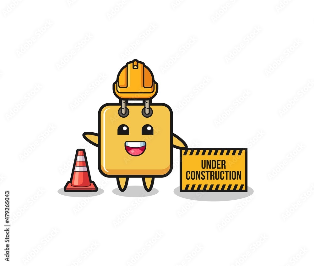 illustration of shopping bag with under construction banner illustration of shopping bag with under construction banner