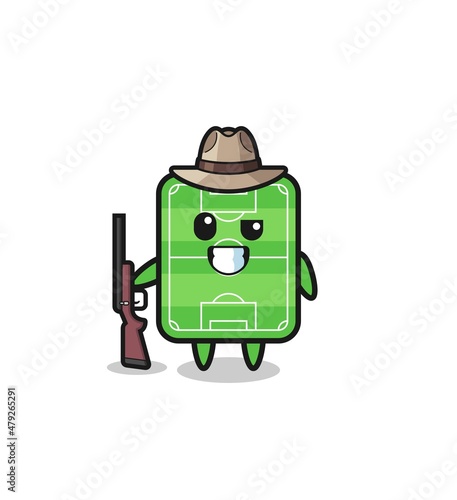 football field hunter mascot holding a gun