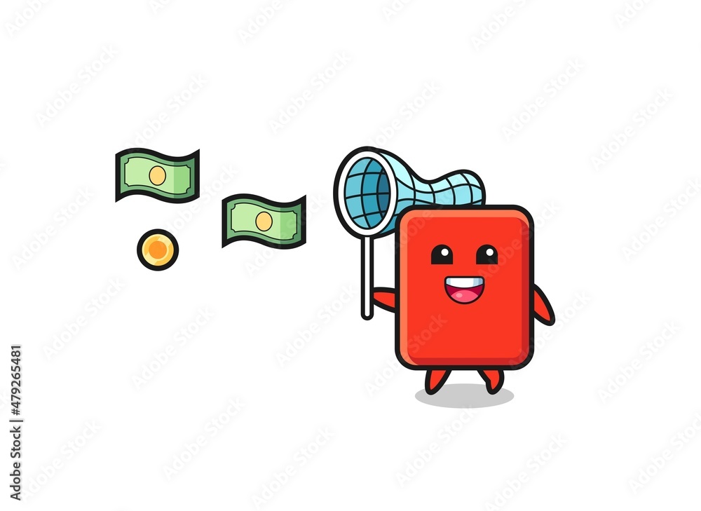 Fototapeta premium illustration of the red card catching flying money